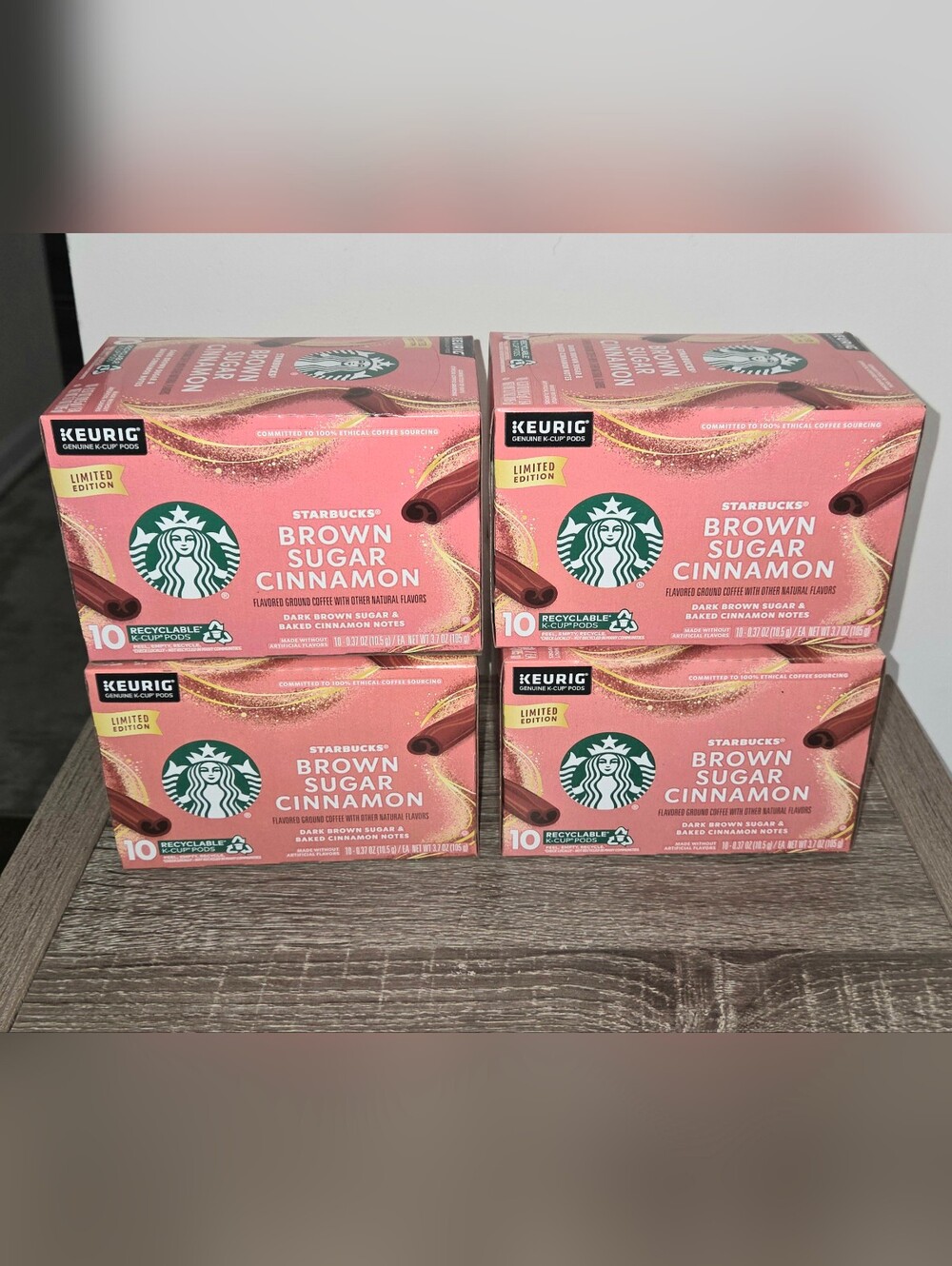 Lot of 4 Starbucks Brown Sugar Cinnamon 10 K-Cup Coffee Pods Exp 11-2026.